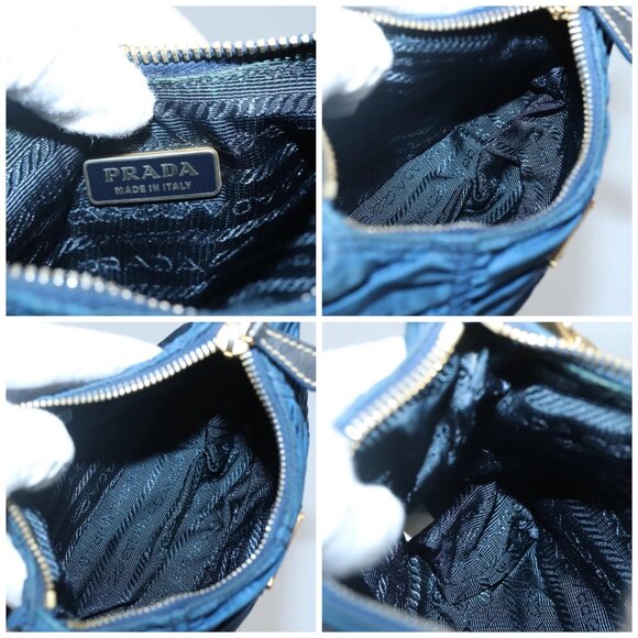 PRADA Accessory Pouch Nylon Blue Gold Auth 139522 - Picture 15 of 16